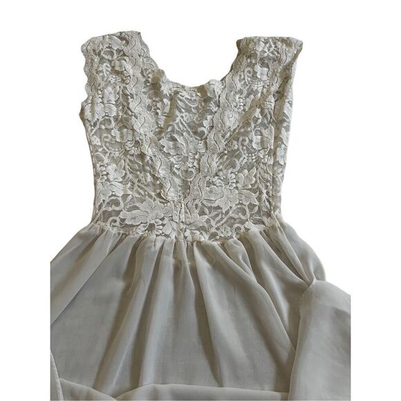 90’ Vintage Victoria's Secret Maxi Dress Nightgown Ivory Floral Lace Plunge Back - Picture 6 of 10